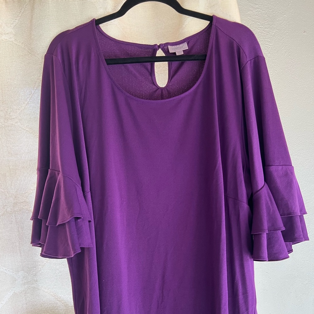 Avenue Blouse, Purple, Size 22/24, Ruffle Sleeves